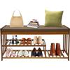 Deurqund Scarpiera in bambù con seduta e scarpiera: moderna scarpiera per soggiorno, corridoio, ingresso, portata 100 kg, 2 scomparti aperti, 90 x 27 x 45 cm