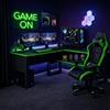 Homidea Arena - Scrivania da gaming a forma di L - Scrivania angolare per gamer e scrivania per la casa - Grande scrivania per computer - Design moderno - Nero/verde