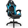 IBK Sedia da Gaming Ergonomica Professionale, similpelle, cuscino supporto lombare, regolabile in altezza, schienale reclinabile, pistone a gas classe 3, Poltrona Ufficio PC (Blue)