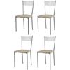t m c s Tommychairs - Set 4 sedie modello Elegance per cucina bar e sala da pranzo, struttura in acciaio verniciata color alluminio e seduta in finta pelle colore lino