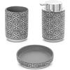Inbagno Set Accessori Bagno Grigio 3 Pezzi, in Ceramica, Dispenser Sapone 350 ml, portaspazzolini e Porta Sapone, Serie Circus