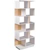 Rebecca Mobili Libreria da Terra, Libreria 6 Ripiani, Bianco Marrone Chiaro, Truciolato, con Anti Ribaltamento, Scaffale Portaoggetti - Misure HxLxP: 180 x 70 x 29,5 cm - Art. RE7118