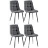 CLP Set di 4 sedie da pranzo in velluto Asti, sedie da cucina imbottite, sedie da sala da pranzo con schienale, carico max 150 kg Colore:grigio scuro