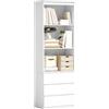 HOMCOM Libreria - Mobile alto da 180 cm, con 3 ripiani e 3 cassetti in legno, 60 x 35 x 180 cm, colore: Bianco