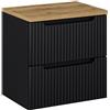 Lomadox Mobile da bagno 60 cm, in rovere nero, 40 cm, 2 cassetti (larghezza x altezza x profondità) ca. 60,4 x 59,5 x 40 cm
