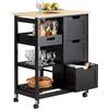 SoBuy Carrello Cucina con 3 Cassetti e 1 Cestino, Mobiletto Cucina Salvaspazio con 4 Ruote Girevoli, Credenza Cucina o Bagno, Mobiletto Cucina Dispensa, L68 x P38 x A85 cm, nero,FKW79-SCH