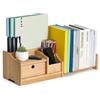 KIRIGEN Libreria in Legno Regolabile con Cassetto - Organizer da Scrivania Completamente Assemblato, Salvaspazio per Libri, Documenti e Riviste colore naturale