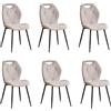 GrandCA HOME Set di 6 Sedie da Pranzo, Cucina Sedia, Imbottite e Soggiorno con Schienali in Tessuto e Gambe in Metallo con Maniglie Per Sala da Pranzo, Cucina e Soggiorno(Beige)