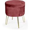 Gicos Pouf sgabello contenitore tondogambe in metallo oro seduta in velluto bordeaux 38 * 38 * 46 CM arredo casa ANJ-825682