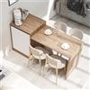 ROOMART Isola della Cucina 'Milano' - Tavolo da Pranzo con Vano Portaoggetti e Armadio, 160 x 85 x 60 cm, Moderno e Salvaspazio (Rovere Bianco)