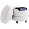 COSTWAY Pouf Contenitore Rotondo 20 L, Ottomano con Coperchio Rimovibile, Sgabello da Trucco con Gambe in Legno di Gomma, Portata 150 kg, per Camera da Letto e Salotto