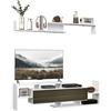 HOMCOM Mobile TV con Mensola a Muro, Ripiani Aperti e Armadietto in Legno, Mobile TV Moderno per Soggiorno e Camera da Letto, Bianco e nero