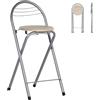 Liink1Ga Set di 4 Sgabello Bar Alto Pieghevole Pieghevole Portatile Cucina con Schienale, Sedie Sgabelli Alti Pieghevoli per Interno Esterno in Cucine/Bar/Bistrot/Campeggio/Rovere Seduta/Altezza 61CM