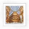Lupia - Quadro moderno con paesaggi e localismi italiani, Ceramica e Stampa Rilievo, Cornice Legno Shabby Modern bianca, Decorazione Parete, Quadretti Soggiorno, 29x29 cm MILANO GALLERIA VITT.EMANUELE