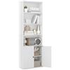 KOMFOTTEU Libreria Chiusa in Legno con Armadio a Ante, 6 Ripiani Aperti, Librerie Moderne con Ripiano Rimovibile, Libreria Scaffale, 60 x 24 x 180 cm, Bianco