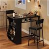 FEONASE Set da 3 pezzi con tavolo da bar e sgabelli con 2 ripiani portaoggetti e portabottiglie per vino, set da cucina Moden con tavolo da pranzo piccolo e sedie, per piccoli spazi, struttura in
