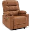MCombo M Poltrona relax con funzione reclinabile, poltrona televisiva regolabile elettricamente, poltrona TV, sedia recliner, porta bevande, soggiorno, 7033 (pelle sintetica, Marrone)