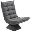 HOMCOM Poltrona Relax Girevole 360° con Schienale Regolabile in 5 Posizioni, Poltrona da Terra con Seduta Ampia Imbottita Spessa in Tessuto Effetto Velluto, per Soggiorno Lettura, 62x70x95 cm, Grigio