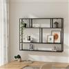 [en.casa] Scaffale da Parete con Scomparti Aperti Scaffale Pensile in Acciaio Mensola da Muro Libreria da Parete Stile Industriale 90 x 120 x 18 cm - Nero, opaco