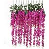 Veryhome 12 Pezzi Lotto 3.6 Piedi Pezzo Fiori Artificiali Falso Glicine Vite Fiore di Seta per Decorazioni di Nozze Casa Garden Party Decor (Rosa Rossa)