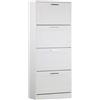 Brigros Wehome - Scarpiera Bianca 4 Ante, Mobile Ingresso o Bagno, Scaffale Salvaspazio In Lengo Mdf Con Maniglie Cromate, Porta Scarpe Verticale 63x24x150 Cm, Scarpiera Componibile (Verticale)