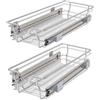 vidaXL 2X Cestelli a Rete Metallo Scorrevoli Cucina 300 mm Supporto Stoviglie