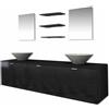 vidaXL Set 8 pz Mobili bagno armadietti specchio lavabo lavandino elegante nero