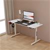 pro.tec Scrivania Regolabile in Altezza (LxPxA) 140 x 60 x 72-117 cm con Sollevamento Elettrico, Postazione con Tappetino per Mouse, Portabicchiere, Supporto Cuffia, Piano Tavolo - Bianco