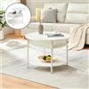 [en.casa] Tavolino da Caffè con Piano Rotondo Sollevabile e Scomparto Chiuso Tavolo Centrale da Salotto Apribile Trasformabile Vano Ripiano (ØxA):70 x 49 cm - Bianco