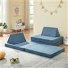 [en.casa] Divano Componibile per Bambini Set Modulare per Gioco Lettura Relax Cuscini Materassini da Pavimento Moduli Imbottiti Fodera Rimovibile in Velluto a Coste 150x66x46 cm Blu