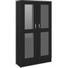 vidaXL Armadietto con Vetrina Nero 82,5x30,5x150 cm Legno Multistrato