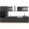 Vicco Cucina completa R-Line, Antracite rustico/rovere dorato, 350 cm, PL Marmo, adatto per l'espansione individuale e la disposizione flessibile