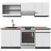 Vicco Cucina componibile R-Line, Bianco/antracite, 200 cm J-Shape, PL Rovere, adatto per l'espansione individuale con moduli aggiuntivi
