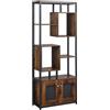 HOMCOM Mobile Libreria con Armadietto a 2 Ante 70x30x180cm Marrone | Scaffale in Stile Industriale, Scaffale Salvaspazio a 8 Ripiani, per Casa e Ufficio