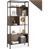 tectake® Libreria scaffale, Libreria Verticale, Scaffale in Legno, Design Industriale, 5 Ripiani, Librerie Moderne Design, Telaio in Acciaio, Biblioteca - 75 x 31 x 170,50 cm - Industriale Legno Scuro