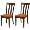 Mendler Set 2X sedie Cucina Sala Soggiorno HWC-G46 Legno massello - Struttura Scura Cuscino Arancione