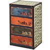 [en.casa] Cassettiera Retrò Multicolore con Rivestimento in Similpelle 66 x 40 x 30 cm Comò Mobile Contenitore a 4 Cassetti Industrial Vintage per Soggiorno Camera da Letto