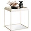 tectake® Tavolino Salotto 40 x 40 x 44cm, Tavolino da salotto Accatastabile Basso, Mobile Soggiorno, Ripiano a Vassoio, Mobiletto Salvaspazio Divano, Camera, Ufficio, Stile Industriale - Crema