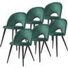 [en.casa] Set di 6 Sedie da Sala Pranzo Poltroncine per Salotto Cucina Sedie Imbottite con Rivestimento in Tessuto Effetto Velluto 77 x 50 x 55 cm - Verde Scuro/Nero