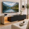 UTTQEW Mobile TV allungabile con LED, mobili TV scandinavi, 163-240 cm, lunghezza con 3 cassetti e spazio aperto, armadio basso moderno in legno, panca TV tavolo per soggiorno o camera da letto, 240x38x44