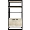 FRANKYSTAR Edo - Scaffale Libreria a Muro 76x162,5x33,5 cm in Stile Industriale 3 Ripiani con Mobiletto 2 Ante in Legno Bleach Struttura in Metallo Nero