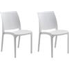 GLOUPIE Set 2 Sedie Volga In Polipropilene Bianco, Impilabili, Dimensioni 54 x 46 x 81 Cm, Peso 3,5 Kg,Per Interno Ed Esterno, Made In Italy, Sedia Impilabile