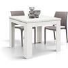 PAZZO DESIGN Tavolo Allungabile Lorenzo, Bianco frassinato, Nobilitato Melaminico, Made in Italy, da 90 a 180 cm, Quadrato - id_1975
