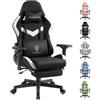 Dowinx Sedia da ufficio da gaming, in tessuto, ergonomica, con funzione di massaggio, poggiatesta, cuscino lombare e poggiapiedi, bianco e nero