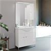 Inbagno Mobile Bagno a Terra 85 cm Bianco Lucido, Completo di lavabo e Specchio con pensile e Luce LED | Creta (85 cm)