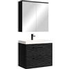 Badplaats B.V. Set completo di mobili da bagno Etna, 60 x 35 cm, nero opaco, mobili da bagno con lavabo e armadietto a specchio