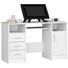 AKORD | Scrivania per PC Ana con Ripiano Per Tastiera | Scrivania per ufficio | Tavolo per computer | 3 cassetti | L124 x A74 x P52 cm, 45 kg | Bianco/Bianco lucido