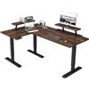 Radlove Scrivania elettrica regolabile in altezza a forma di L con supporto per monitor, display a LED, scrivania in piedi da 160 cm, scrivania regolabile per home office e ufficio, marrone