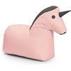 Lumaland Pouf a forma di unicorno, per bambini, impermeabile, per interni ed esterni, materiale facile da pulire, 85 x 70 x 45 cm e 1,9 kg, colore: rosa/grigio