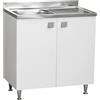 Relax e Design Mobile Cucina Sottolavello con Lavello Vasca Sinistra in Acciaio inossidabile con Gocciolatoio, 2 ante in Bianco Frassino, cm 80x50 H88 (Vasca Sinistra)